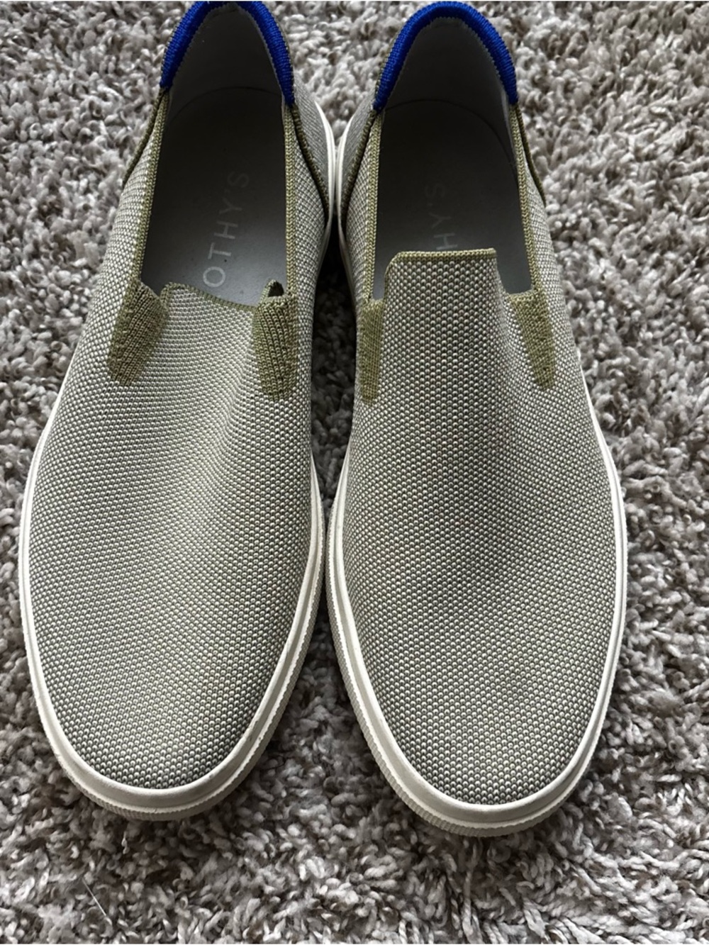 Rothy's Olive Green and Blue Slip-On Loafers